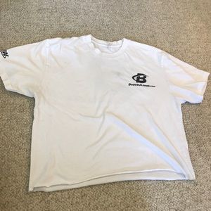 Cropped white Bodybuilding.com tee